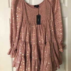 NWT designer smocked top tiered dress